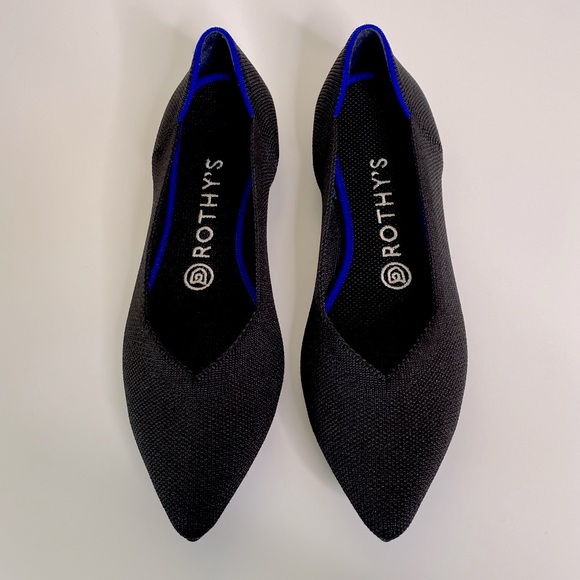 Rothy’s The Point Flats Black Like New Size 7.5 - Picture 1 of 9